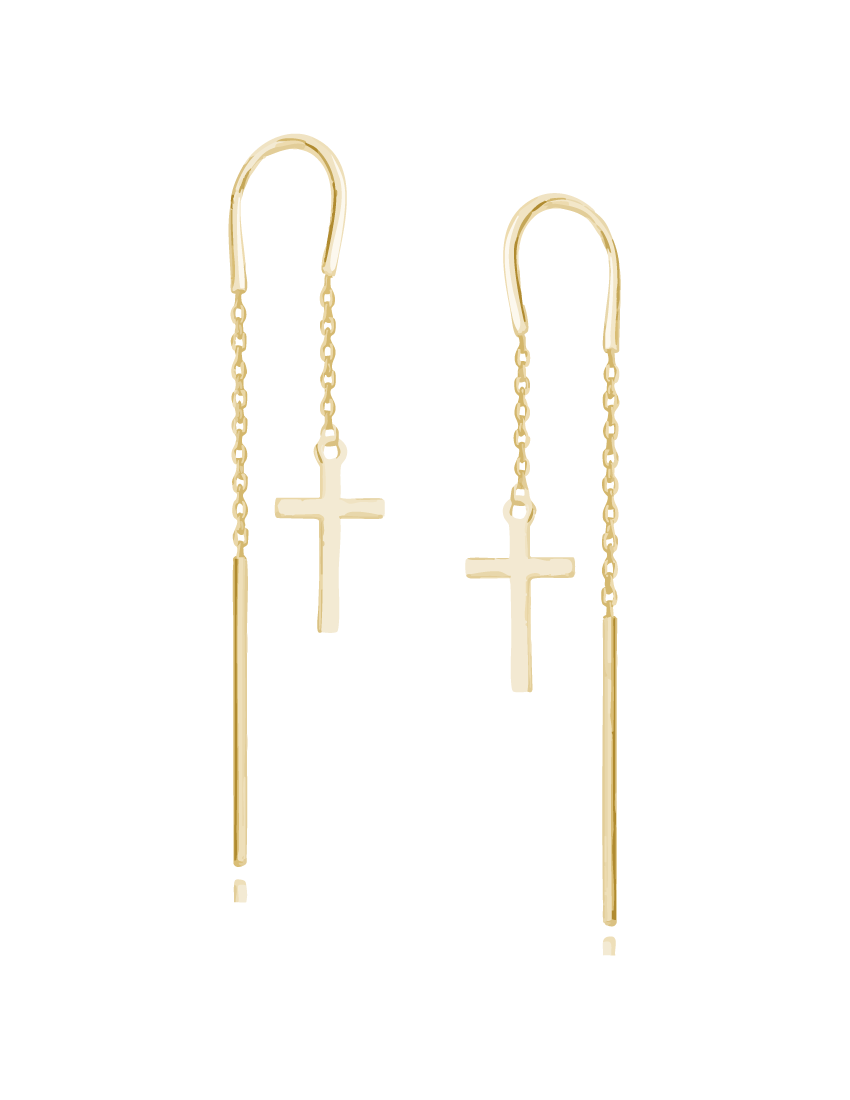 Paauksuoti auskarai su kryželiais