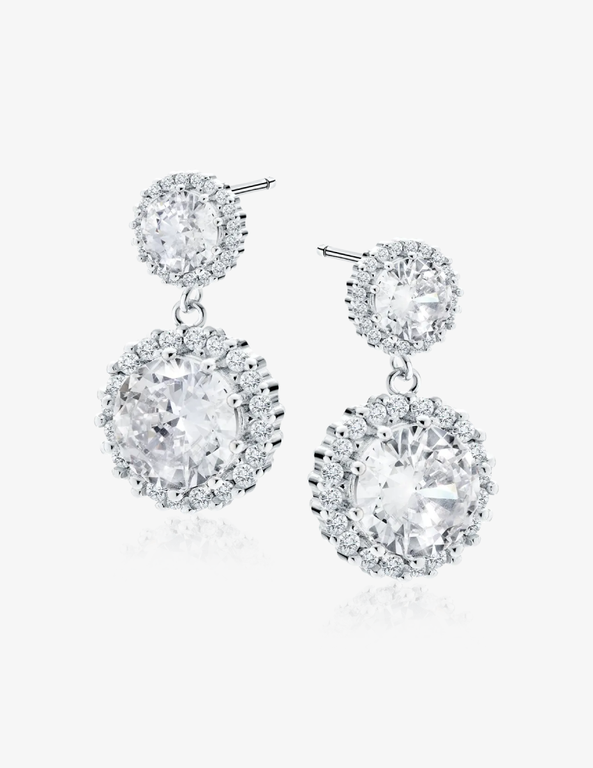 Puošnūs sidabriniai auskarai su cirkoniu