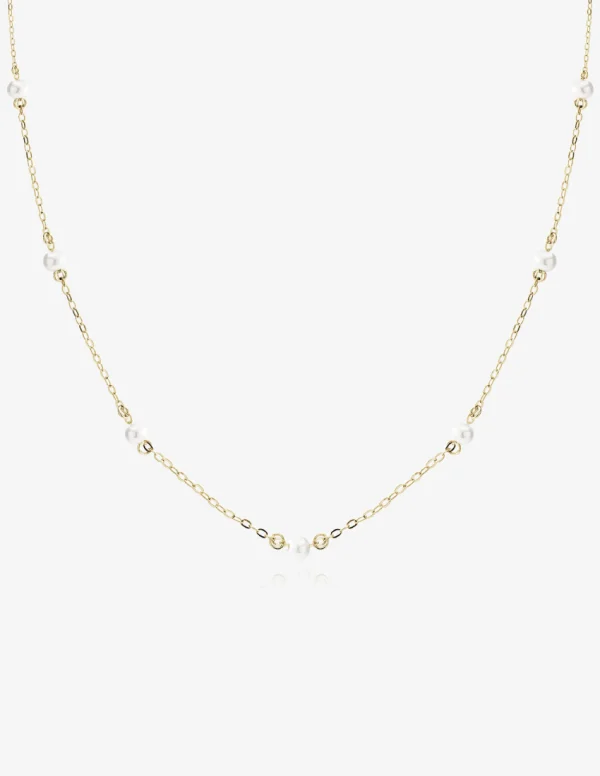 Paauksuota sidabrinė grandinėlė su perliukais