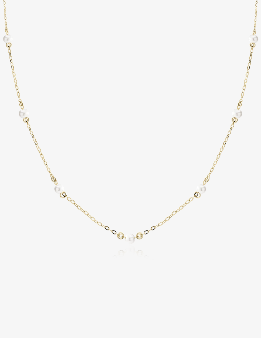 Paauksuota sidabrinė grandinėlė su perliukais